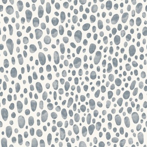 Mini // Dusty blue hand drawn watercolor leopard spots for quilting