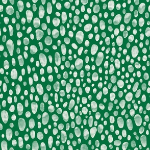 Mini // Emerald green hand drawn watercolor leopard spots for quilting