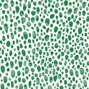 Mini // Emerald green hand drawn watercolor leopard spots for quilting