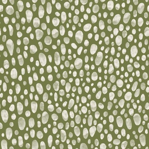 Mini // Olive green hand drawn watercolor leopard spots for quilting