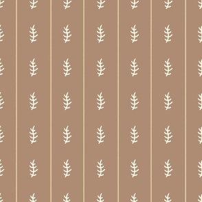 beige single coral in vertical lines with light sand stripes on a solid dark sand background