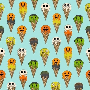LARGE Spooky Halloween Ice Cream Fabric Cute Boys halloween design ice cream cones 10in