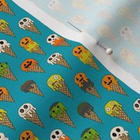 MINI Spooky Halloween Ice Cream Fabric Cute Boys halloween design ice cream cones teal 4in