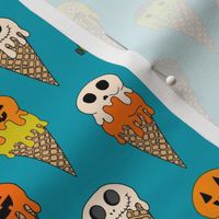 LARGE Spooky Halloween Ice Cream Fabric Cute Boys halloween design ice cream cones teal 10in