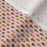 MICRO Spooky Halloween Ice Cream Fabric Cute halloween design ice cream cones pink 2in