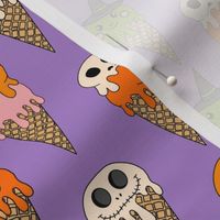XLARGE Spooky Halloween Ice Cream Fabric Cute halloween design ice cream cones purple 12in