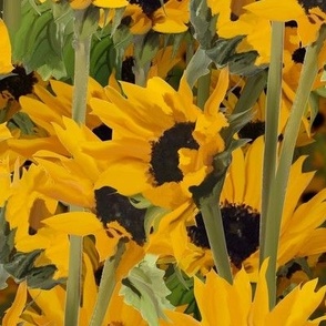 Sunflowers on blue backgraund