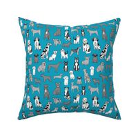 MEDIUM dogs wallpaper - teal and grey dog dog breeds_ happy pets design 8in