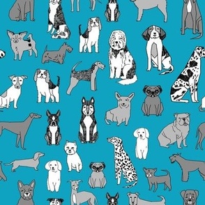 MEDIUM dogs wallpaper - teal and grey dog dog breeds_ happy pets design 8in