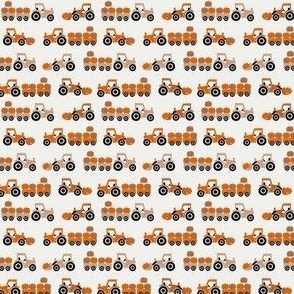 MICRO Autumn Tractors fabric - fall fabric_ pumpkins_ boys_ cute_ boho_ farm design 2in