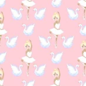 Pink Ballerina and swans design