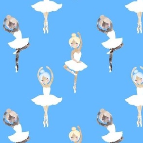 Dancing ballerinas on blue background