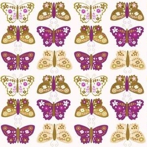 Standard Scale // Violet Purple and Chartreuse Vintage Check Butterflies on White