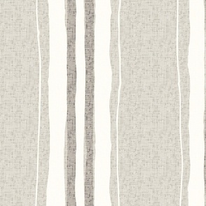 hand painted vintage linen ticking stripe jumbo wallpaper scale in  warm french gray neutral by Pippa Shaw
