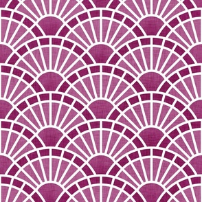 Serene Sunshine- 19 Berry- Art Deco Wallpaper- Geometric Minimalist Monochromatic Scalloped Suns- Petal Cotton Solids Coordinate- Medium- Magenta- Hot Pink- Barbiecore- Raspberry