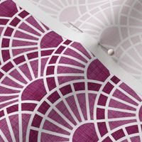 Serene Sunshine- 19 Berry- Art Deco Wallpaper- Geometric Minimalist Monochromatic Scalloped Suns- Petal Cotton Solids Coordinate- sMini- Magenta- Hot Pink- Barbiecore- Raspberry