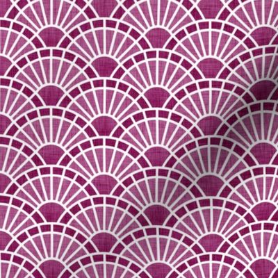 Serene Sunshine- 19 Berry- Art Deco Wallpaper- Geometric Minimalist Monochromatic Scalloped Suns- Petal Cotton Solids Coordinate- sMini- Magenta- Hot Pink- Barbiecore- Raspberry