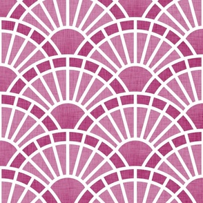 Serene Sunshine- 20 Peony- Art Deco Wallpaper- Geometric Minimalist Monochromatic Scalloped Suns- Petal Cotton Solids Coordinate- Large- Magenta- Hot Pink- Barbiecore- Raspberry