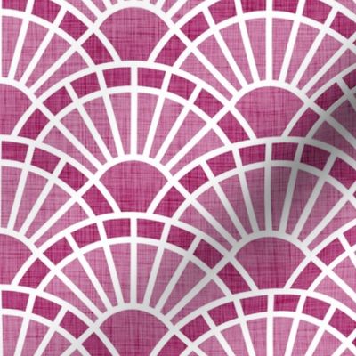 Serene Sunshine- 20 Peony- Art Deco Wallpaper- Geometric Minimalist Monochromatic Scalloped Suns- Petal Cotton Solids Coordinate- Small- Magenta- Hot Pink- Barbiecore- Raspberry
