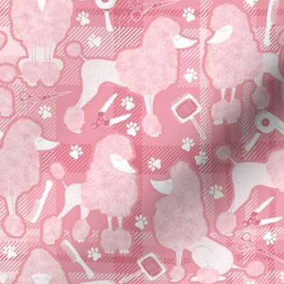 Pink Posh Poodle Grooming in Plaid • MEDIUM