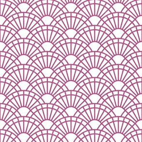 Serene Sunshine- 20 Peony on White- Art Deco Wallpaper- Geometric Minimalist Monochromatic Scalloped Suns- Petal Cotton Solids Coordinate- Small- Magenta- Hot Pink- Barbiecore- Raspberry