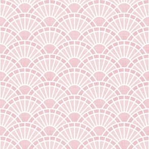 Serene Sunshine- 21 Cotton Candy- Art Deco Wallpaper- Geometric Minimalist Monochromatic Scalloped Suns- Petal Cotton Solids Coordinate- Small- Soft Pastel Pink- Baby Girl