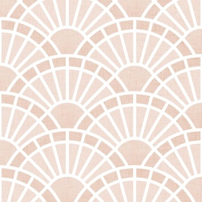 Serene Sunshine- 22 Blush- Art Deco Wallpaper- Geometric Minimalist Monochromatic Scalloped Suns- Petal Cotton Solids Coordinate- Large- Soft Pastel Beige- Natural Neutral- Baby