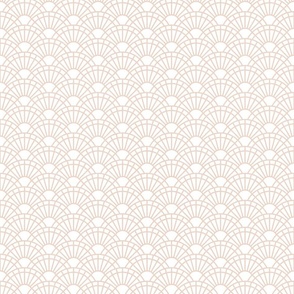 Serene Sunshine- 22 Blush on White- Art Deco Wallpaper- Geometric Minimalist Monochromatic Scalloped Suns- Petal Cotton Solids Coordinate- Mini- Soft Pastel Beige- Natural Neutral- Baby