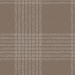 6" Crossover Plaid dark: Earthy Brown & Cream Linear Plaid 