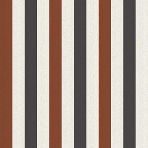 Small scale rustic stripe in earthy warm chestnut brown and slate gray with a vintage linen texture 