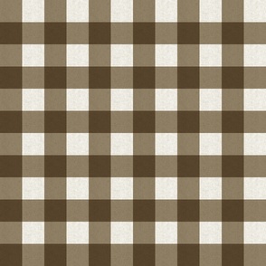 Small scale rustic plaid check in earthy dark olive green with a vintage linen texture 