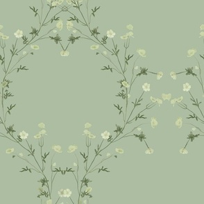 "À table en Provence" - French Countryside Luminous Blooms in Sage Green