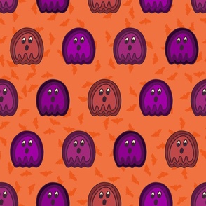Ghostly Polka Dots (18") - orange, purple, red