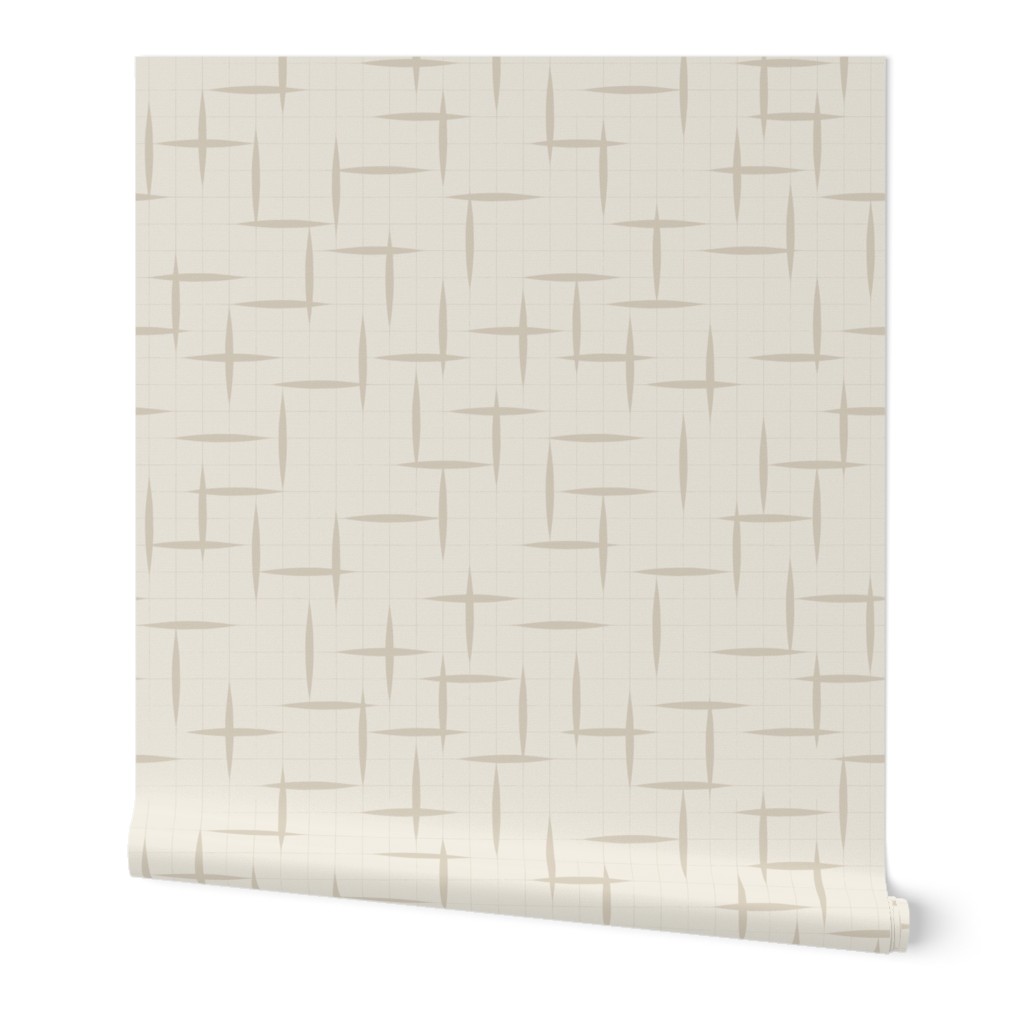 contemporary grid - bone beige _ creamy white - geometric