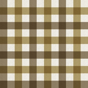 Small scale rustic plaid check in earthy warm in light and dark green with a vintage linen texture 