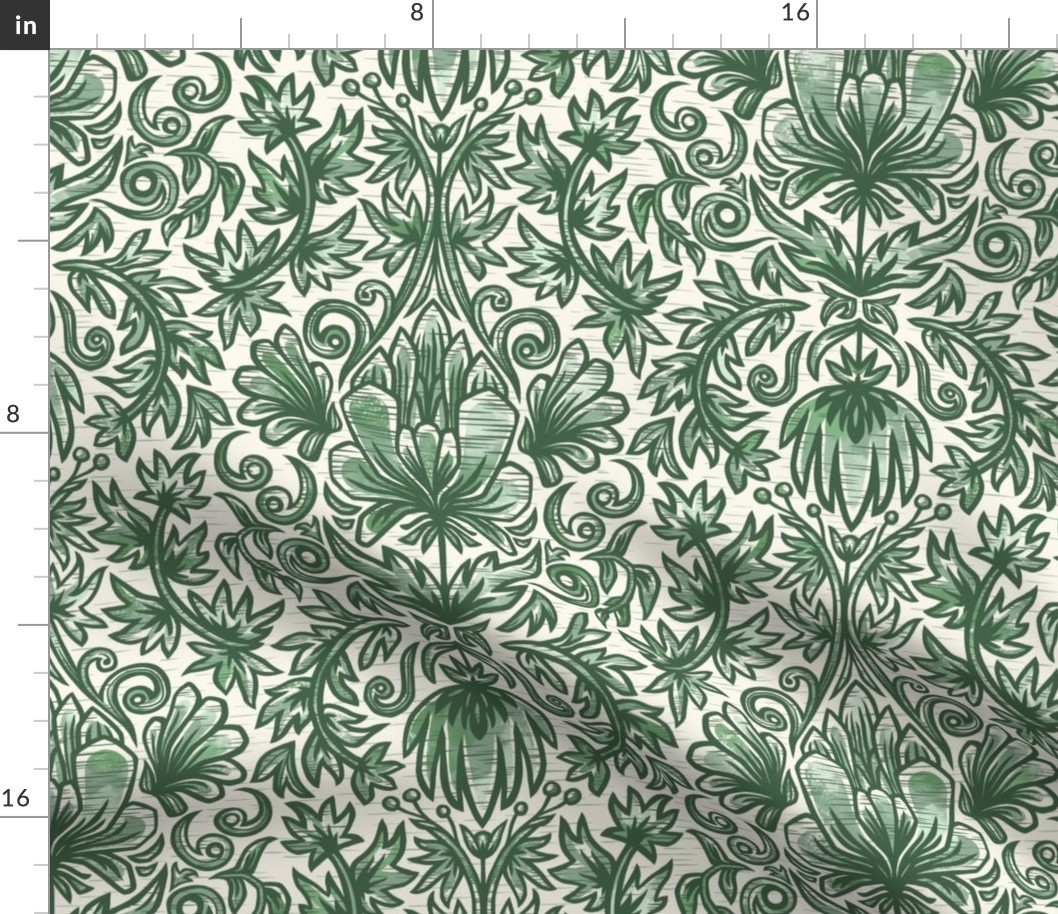 French Country Floral in Green – Medium Scale