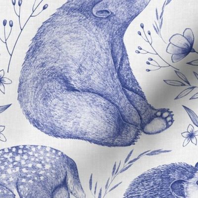 Forest Fauna Toile - blue 