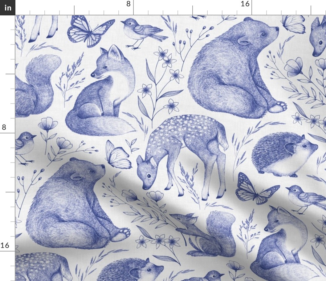 Forest Fauna Toile - blue 