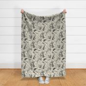 Forest Fauna Toile - black on taupe 