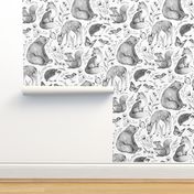 Forest Fauna Toile - black and white 