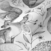 Forest Fauna Toile - black and white 