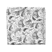 Forest Fauna Toile - black and white 