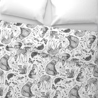 Forest Fauna Toile - black and white 