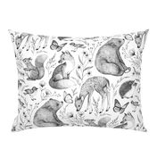 Forest Fauna Toile - black and white 