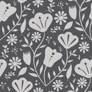 Bloom and Bliss in charcoal grey - large
