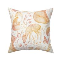 Forest Fauna Toile - pink and orange 