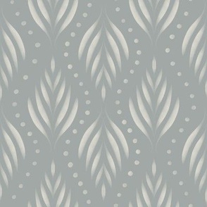 Dots and Fronds _ creamy white_ french grey blue _ traditional