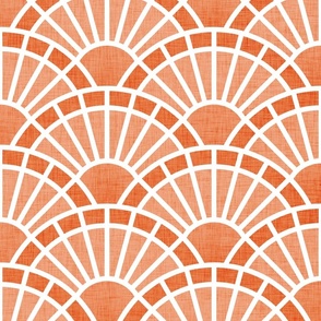 Serene Sunshine- 25 Peach- Art Deco Wallpaper- Geometric Minimalist Monochromatic Scalloped Suns- Petal Cotton Solids Coordinate- Large- Pastel Orange- Soft Orange- Pastel Haloween- Fall- Autumn