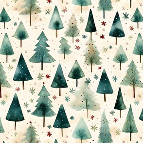 Watercolor Christmas Trees