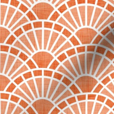 Serene Sunshine- 25 Peach- Art Deco Wallpaper- Geometric Minimalist Monochromatic Scalloped Suns- Petal Cotton Solids Coordinate- Small- Pastel Orange- Soft Orange- Pastel Haloween- Fall- Autumn